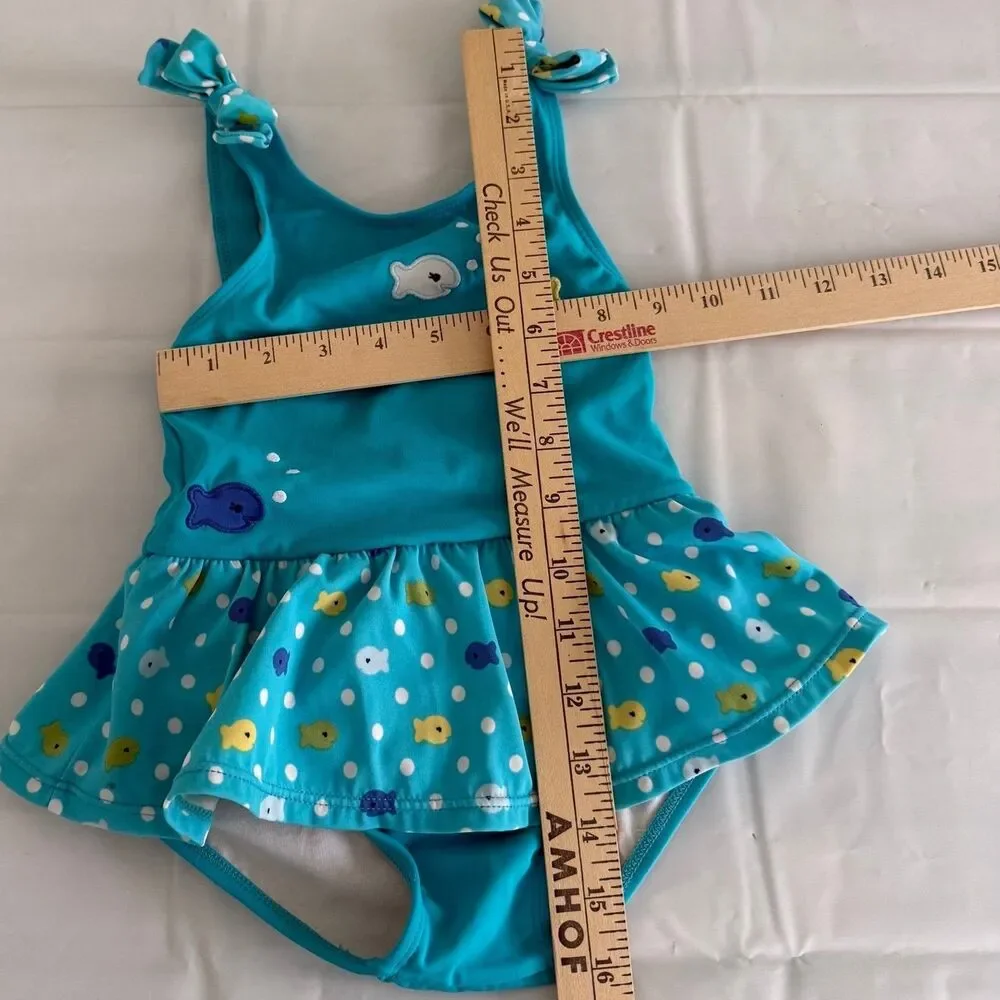 Aqua Blue Gymboree Toddler Girls 2T Swimsuit Goldfish 2012 Sea Splash